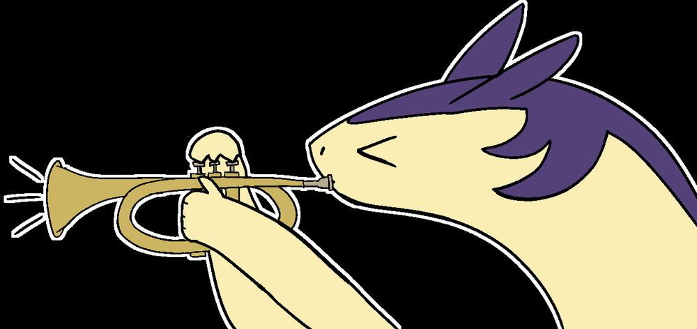 hisuian typhlosion playing the trumpet (it is failing badly)