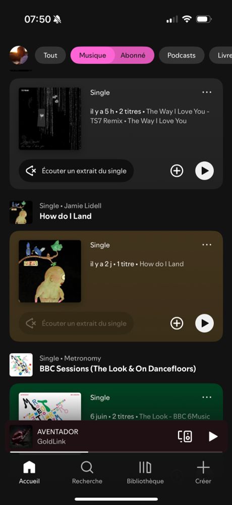 Screenshot de l’interface de Spotify 