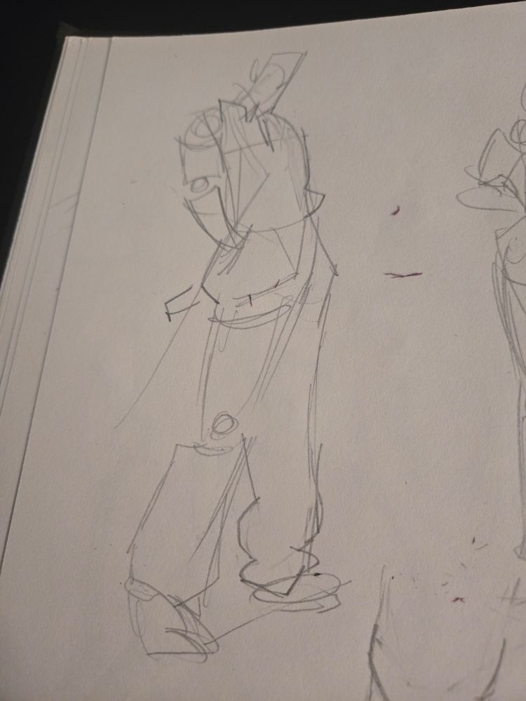 Figure drawing of a man with hands inside pockets