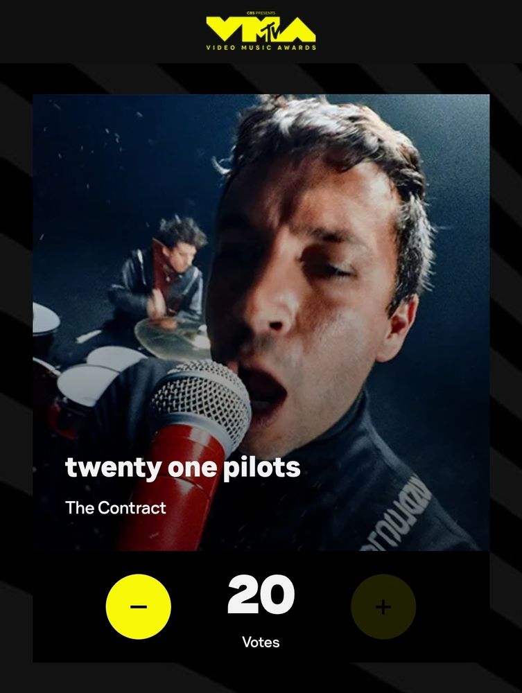 twenty one pilots' 'The Contract' has been nominated for Best Rock song at the VMAs. You can vote up to 20 times each day! 