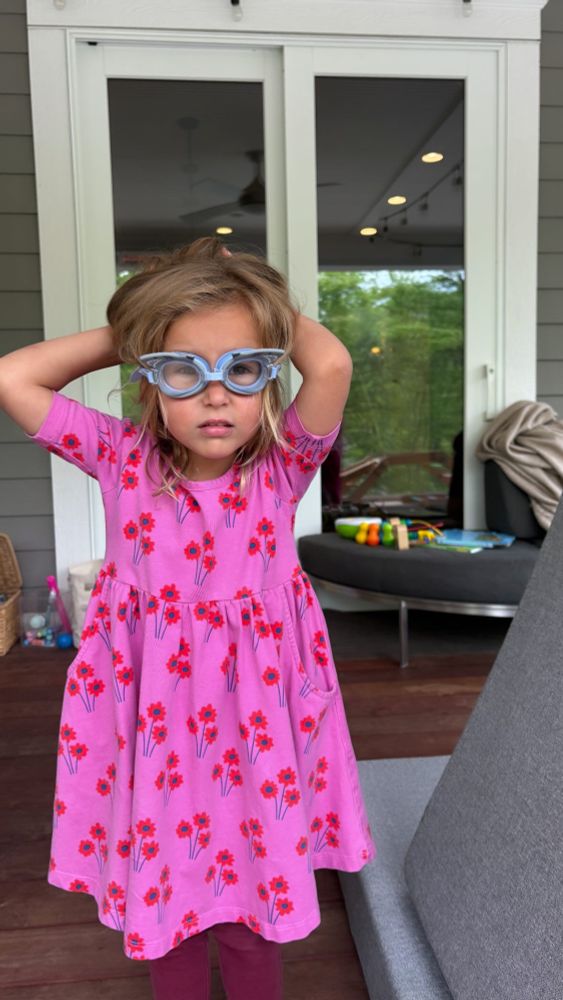 Junie and swimming goggles