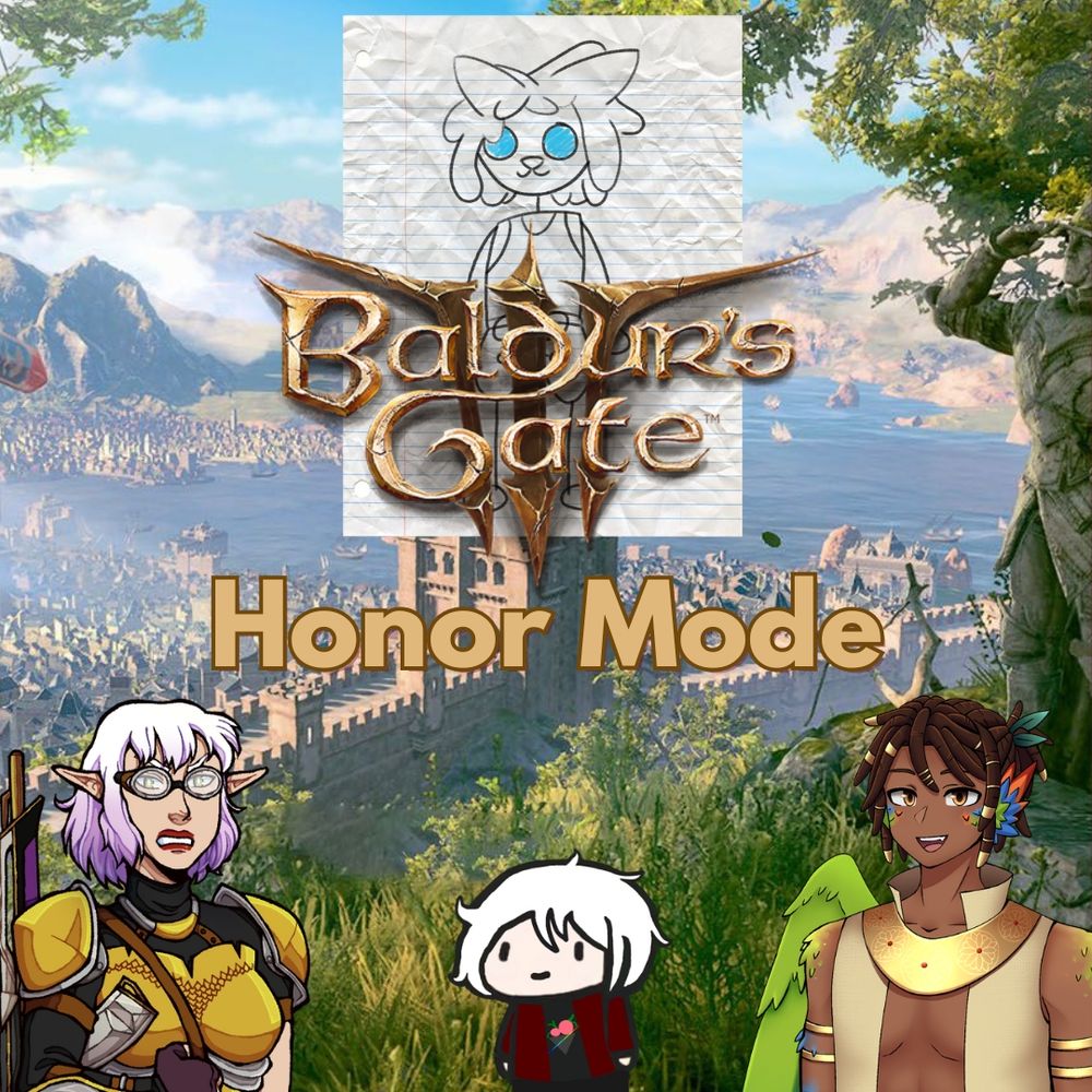 The image is of the Baldur's Gate 3 logo and the words "Honor Mode" 

On the image is the PNG's for the follow vtubers:

barleysmart
gun_paladin
tenshi_kazuma
cozy_cabbage