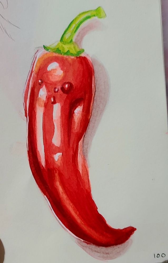 red Chilli pepper drawing in alcohol marker