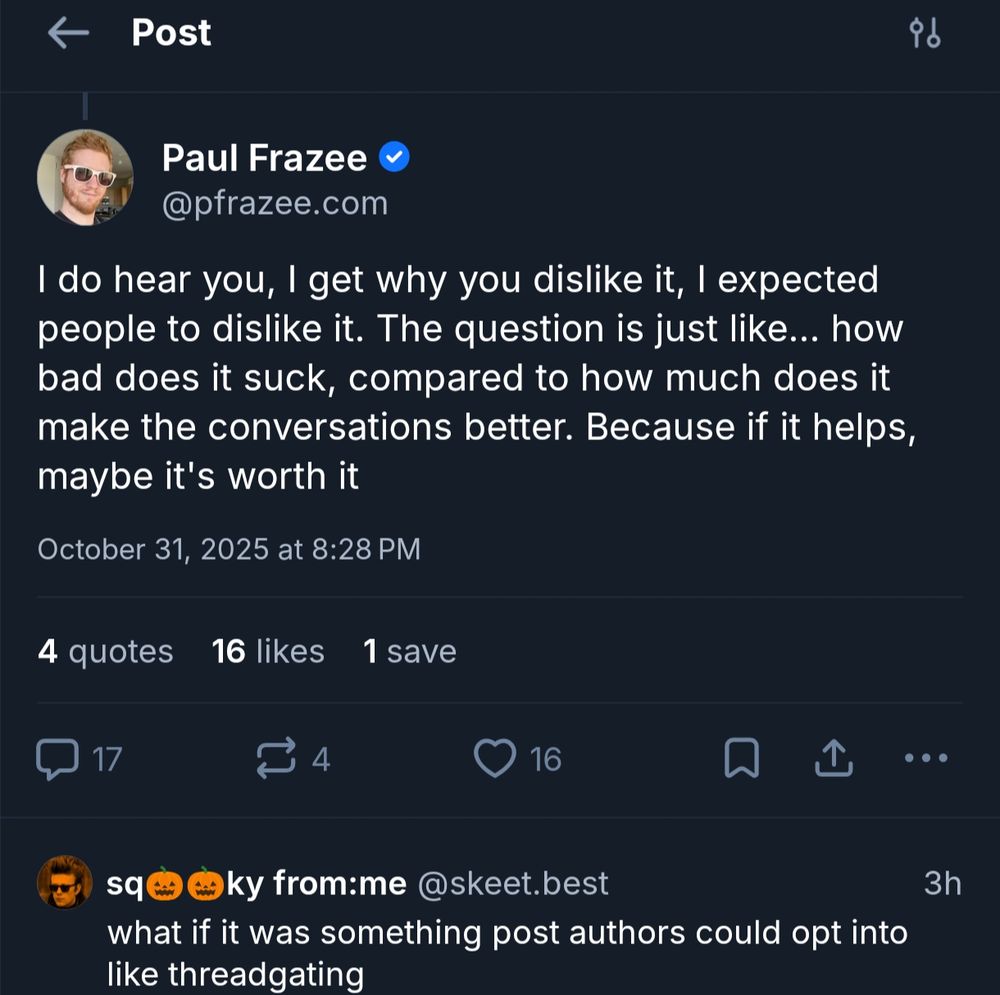 Clicking on 'More replies...' jumps me up the thread to the first reply under Bosset's post, NOT expanding to the posts I couldn't see