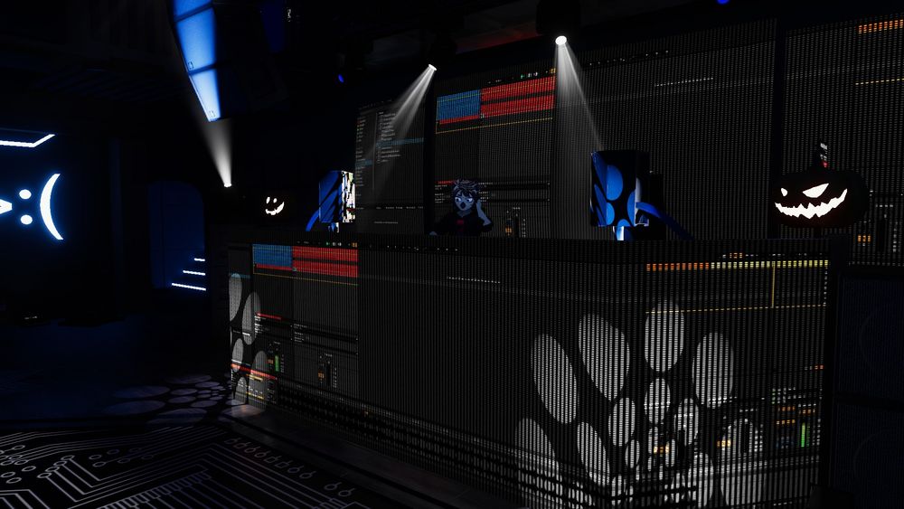 Me DJing at the Orion nightclub in VRChat.
