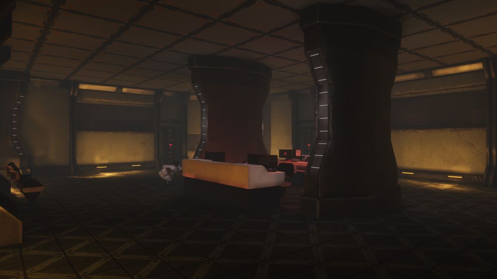 A screenshot from the VRChat world Bullet Time Agent