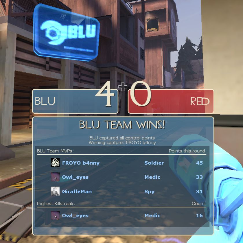 scoreboard of team fortress 2 with b4nny topscoring and me second from the top