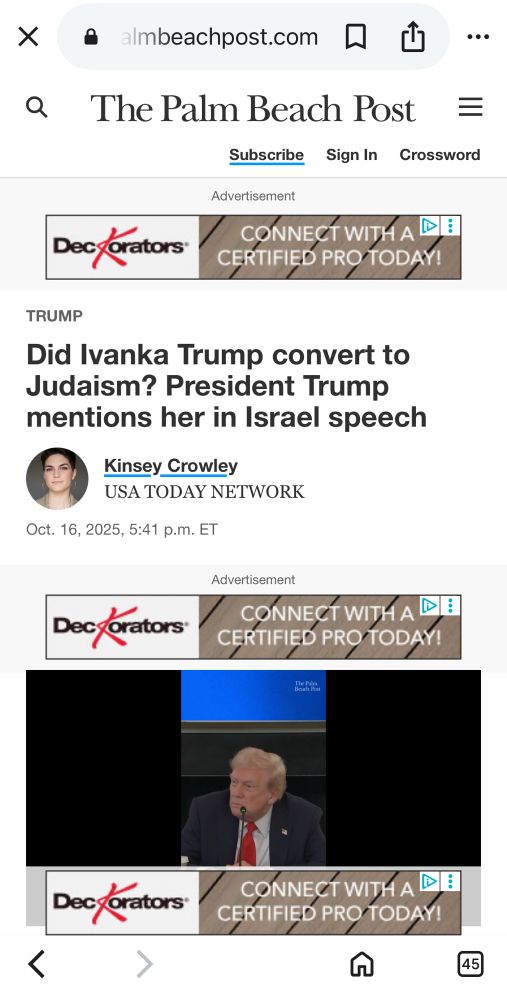 The Palm Beach Post
Subscribe
Sign In
TRUMP
Did Ivanka Trump convert to Judaism? President Trump mentions her in Israel speech
Kinsey Crowley
USA TODAY NETWORK
Oct. 16, 2025, 5:41 p.m. ET