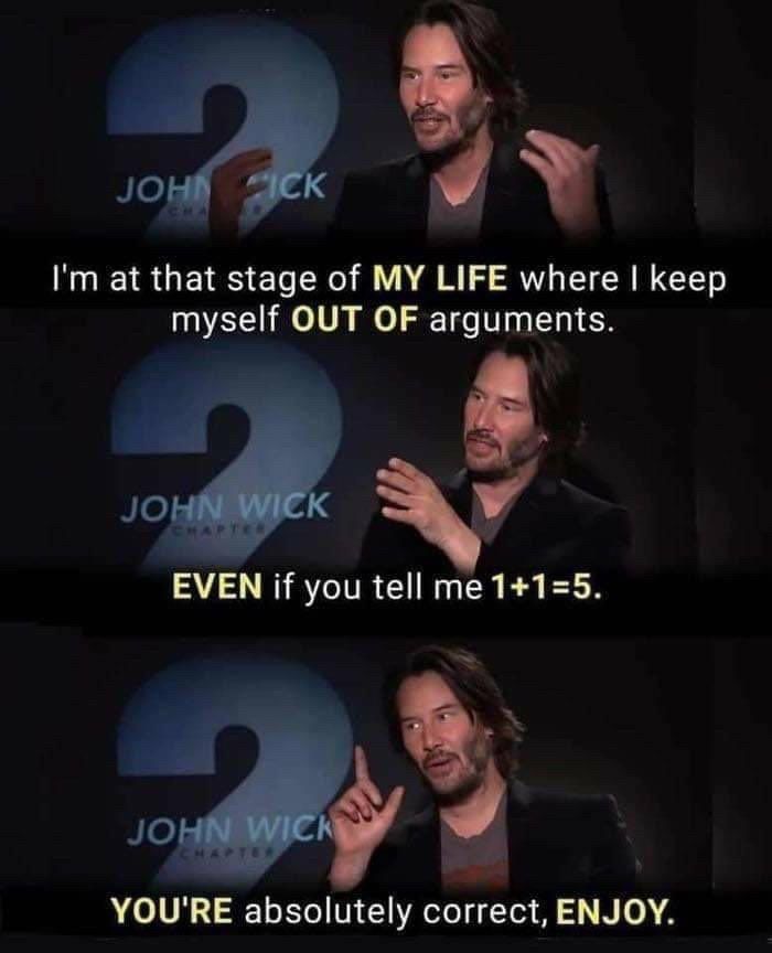 Keanu telling y'all to calm TF down stop getting into useless arguments 