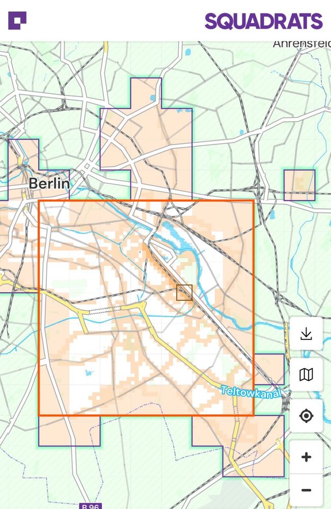 Ein weiterer squadrats Screenshot. Dieses Mal mit sehr viel mehr markierten Quadranten, und einem 7x7 roten Quadrat 