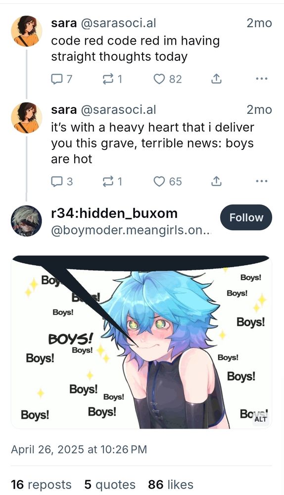 Screenshot of @sarasoci.ai having straight thoughts 