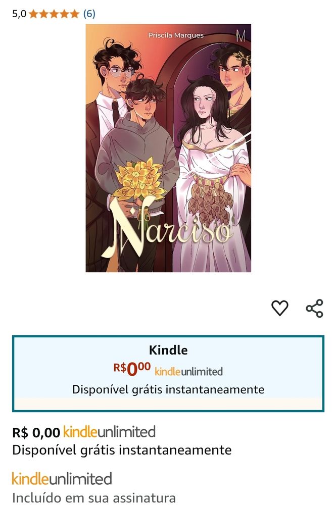 Pronto da Amazon do Livro Narciso disponível do Kindle Unlimited 