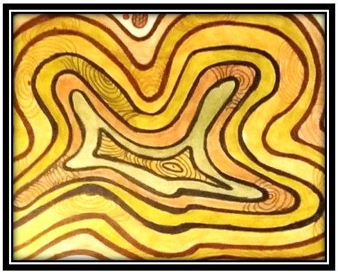 Doodle drawn with markers: Rings of a tree with a modern sort of twist to it
