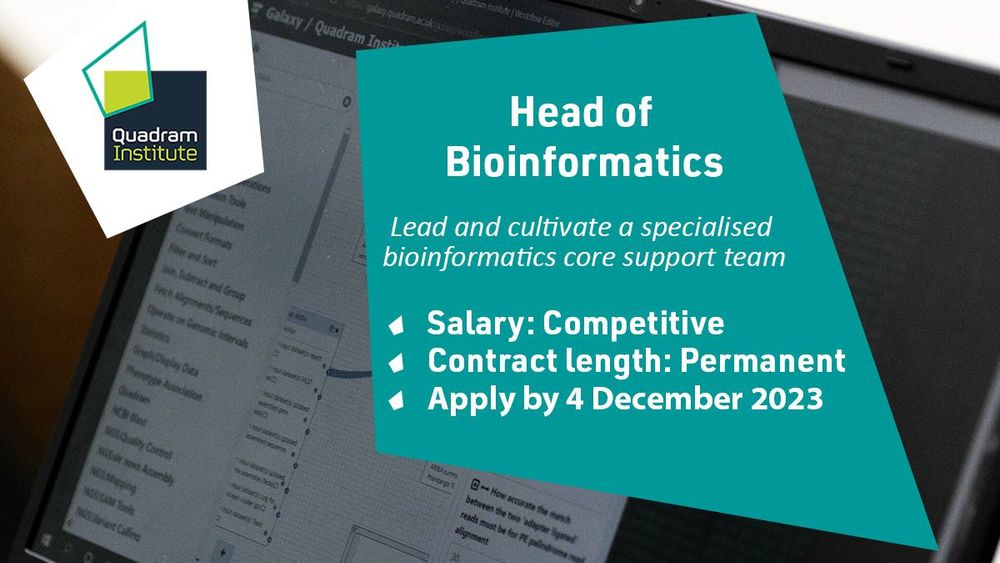 Head of Bioinformatics to lead and cultivate a specialised bioinformatics core support team. 
Salary: Competitive
Contract Length: Permanent
Apply by 4 December 2023