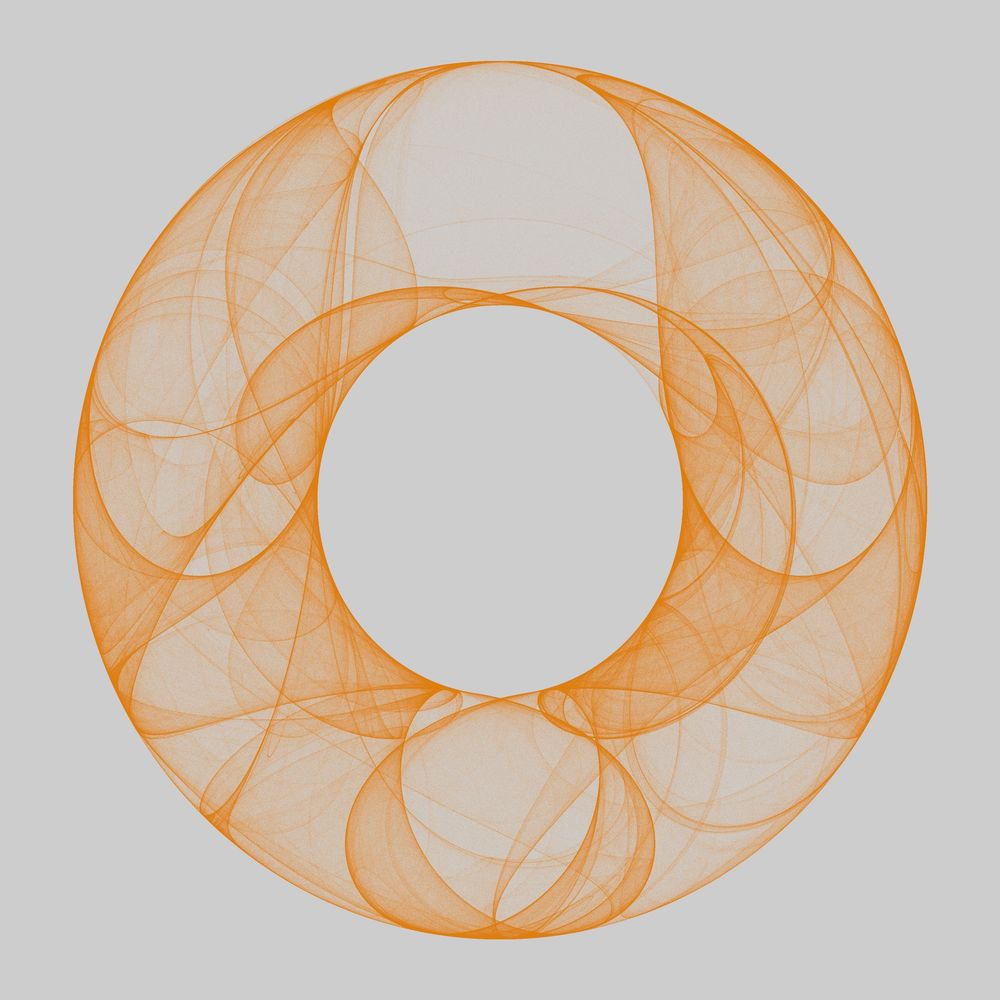 A fractal consisting of an inner and outer limit, between which rather swirly/gauze curved lines flow.