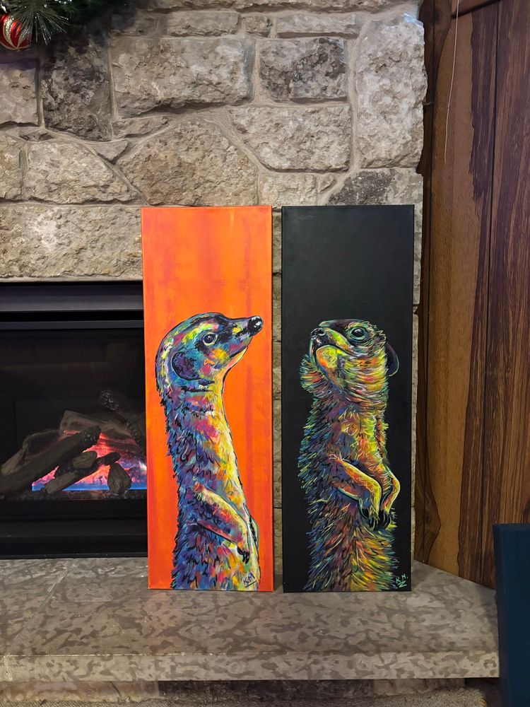 12“ x 36“ with a 1 inch border. $295 each $525 for the set. 

Subtle Glow-in-the-dark paint layer that glows for a short period of time with a light-charge. 