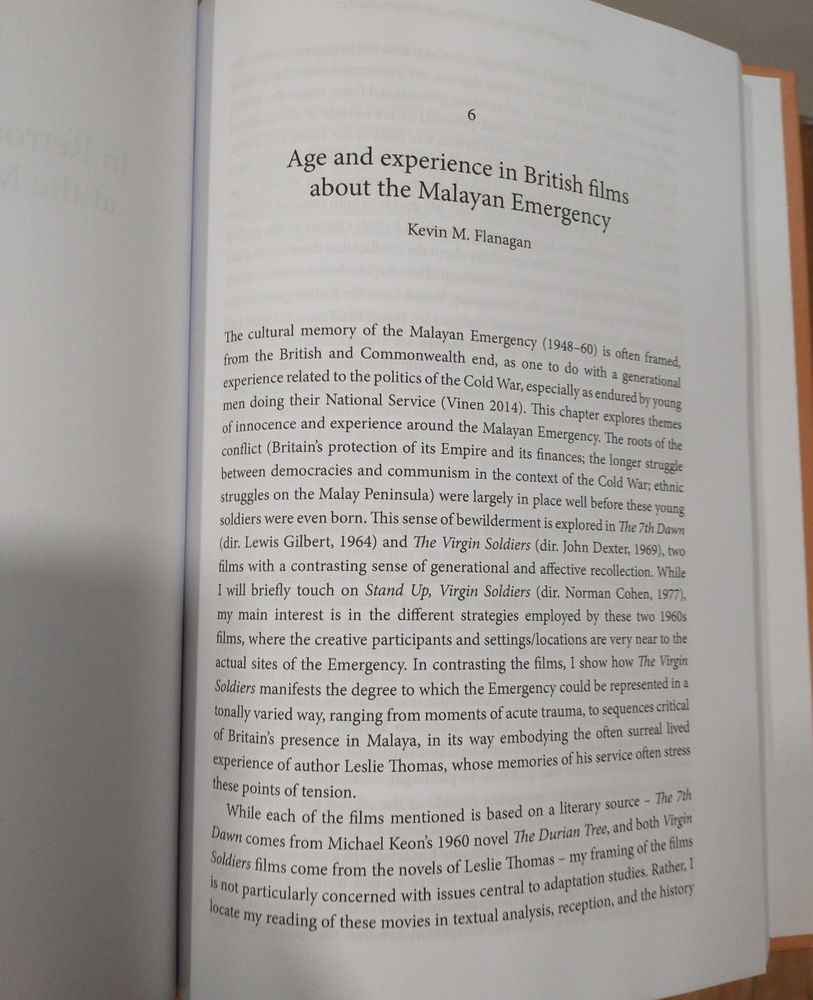 picture of first page of my chapter, "Age and experience in British films about the Malayan Emergency"