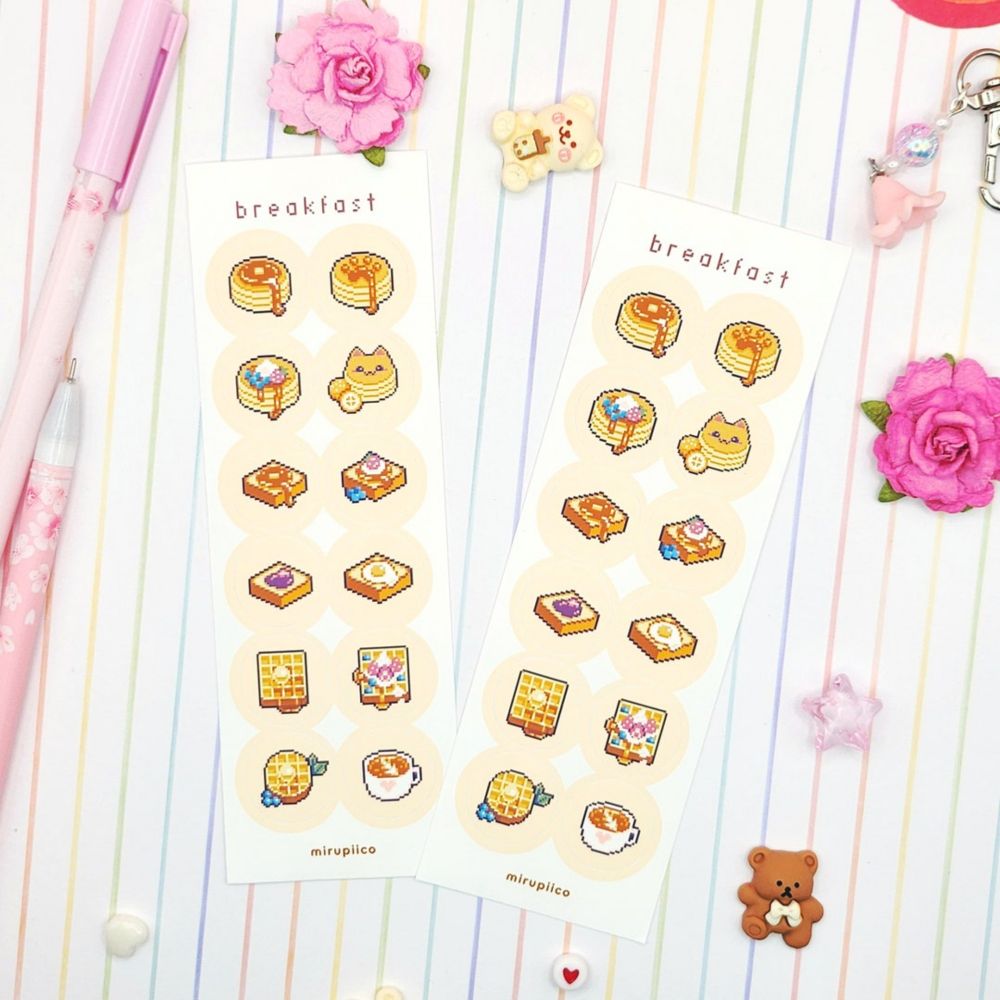 Little Breakfast Kawaii Pixel Sticker Sheet - Etsy