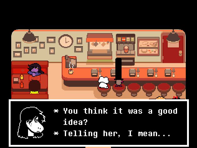 Kris and Susie sitting in the diner in Chapter 4. Susie saying: "You think it was a good idea? Telling her, I mean..."