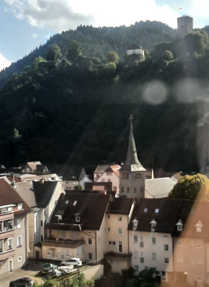 Hornberg vom Zug fotografiert.