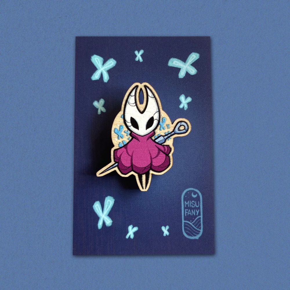 Pin’s en bois du personnage Hornet du jeu Hollow Knight 