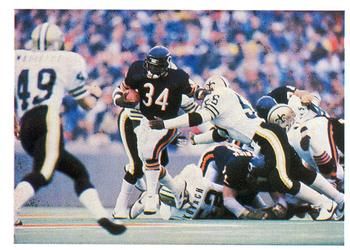 The Chicago Bears' Walter Payton rushes past the defense on the football field