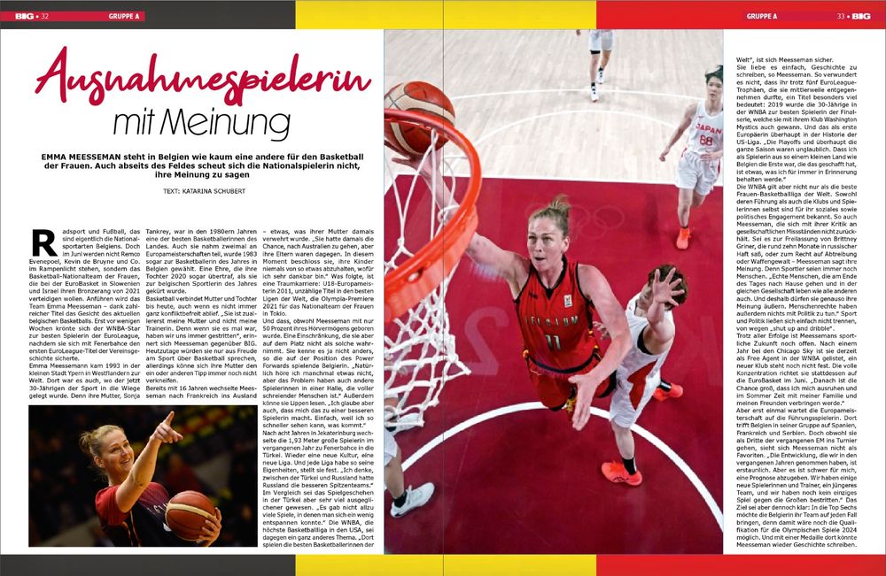 BIG-Artikel über Emma Meesseman vom Mai 2023