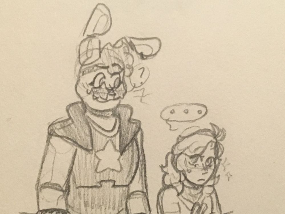 Little Vanessa quietly staring at Glamrock Bonnie.