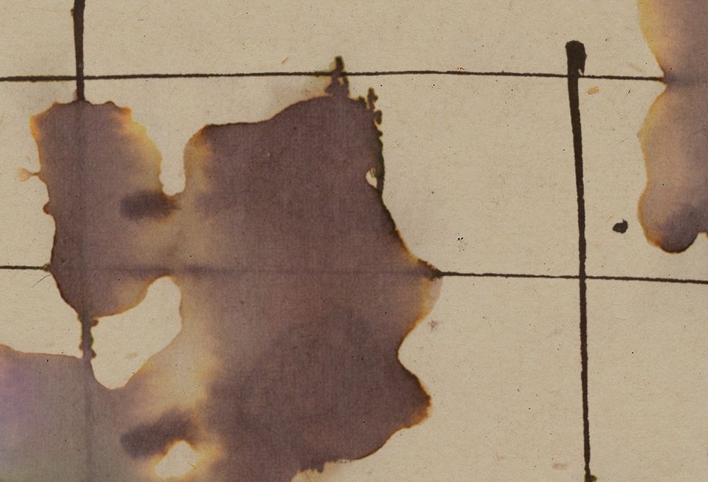 a scan of some ink drawn grid lines, damaged by a pooling water stain.