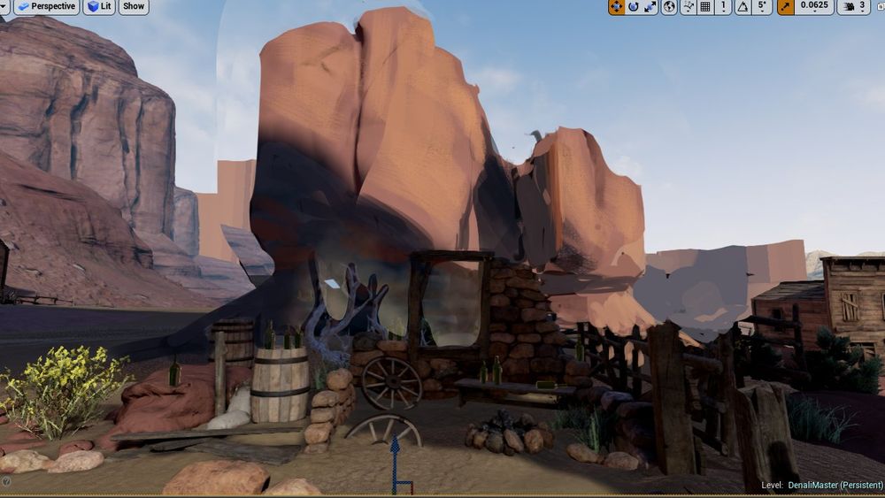 rough paintover of a southwestern rock formation for Westworld VR