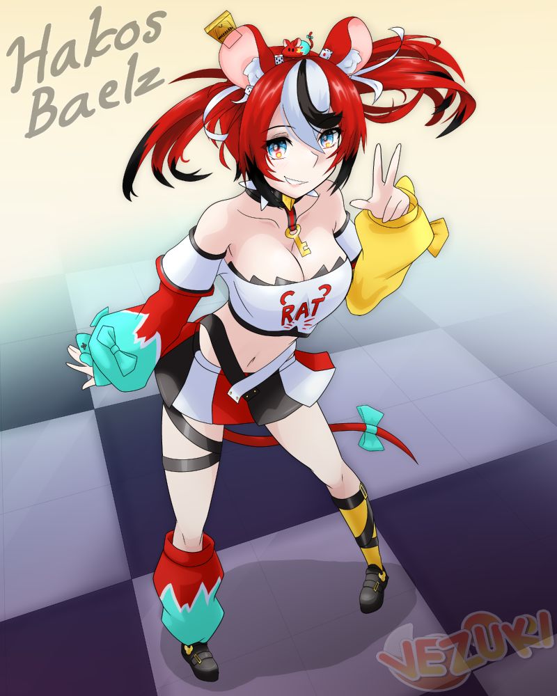 Fanart of Hakos Baelz. Art by Vezuki