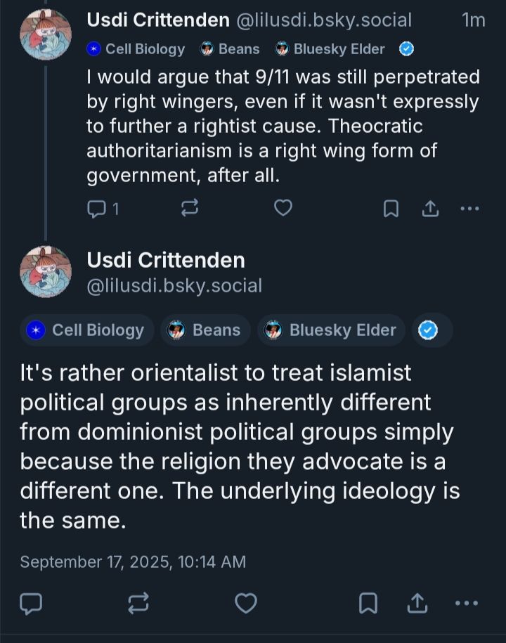 I would argue that 9/11 was still perpetrated by right wingers, even if it wasn't expressly to further a rightist cause. Theocratic authoritarianism is a right wing form of government, after all.
It's rather orientalist to treat islamist political groups as inherently different from dominionist political groups simply because the religion they advocate is a different one. The underlying ideology is the same.