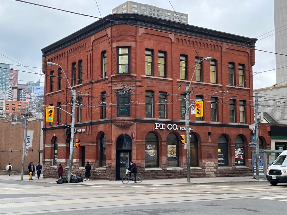 The 1895 Somerset House Hotel at the southwest corner of Church Street and Carlton Street in downtown Toronto. Photo from Hiking The GTA, https://hikingthegta.com/2024/02/10/somerset-house-hotel/