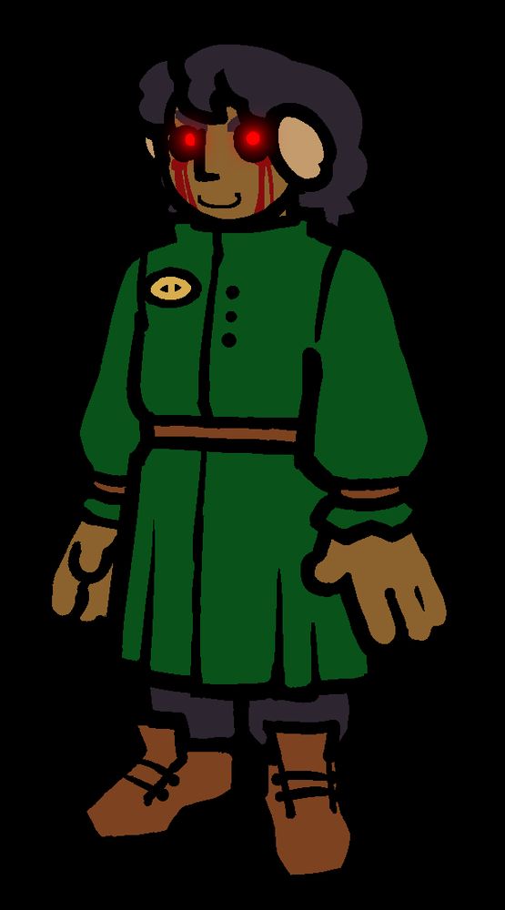 a render of madden from dave and bambi edited to have black sclera, red irises, red tearstreaks and a smile (basically now “madden.exe”).