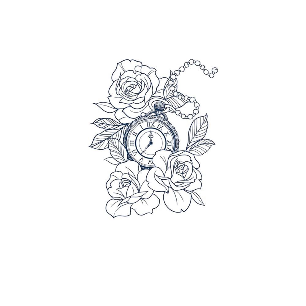 Clock Three Roses Rose Tattoos Sale - Kobench Shop