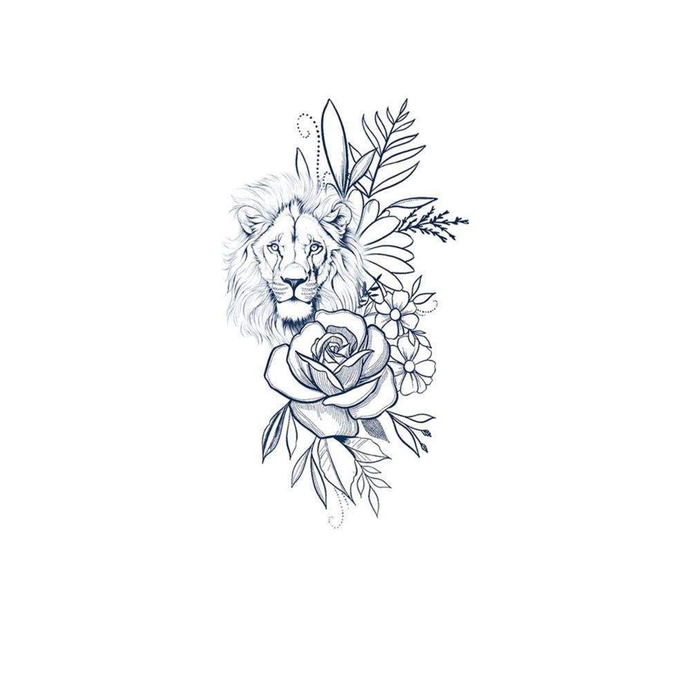 Lion Head Roses Lion Tattoos Sale - Kobench Shop