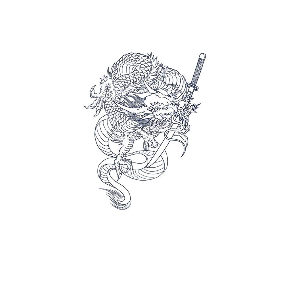 Dragon With A Knife In Its Mouth Dragon Tattoos Sale - Kobench Shop