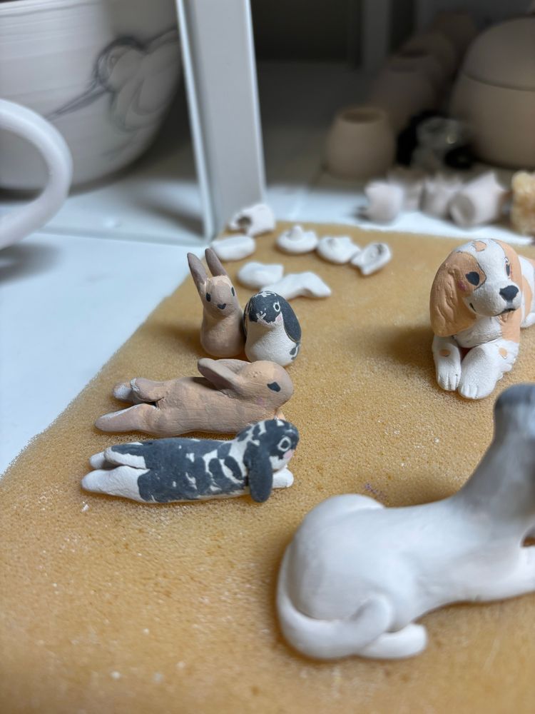 Custom bunnies for memorial urns and jewelry trays 