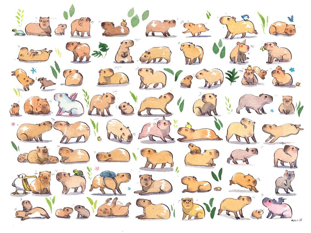 68 capybaras painting 