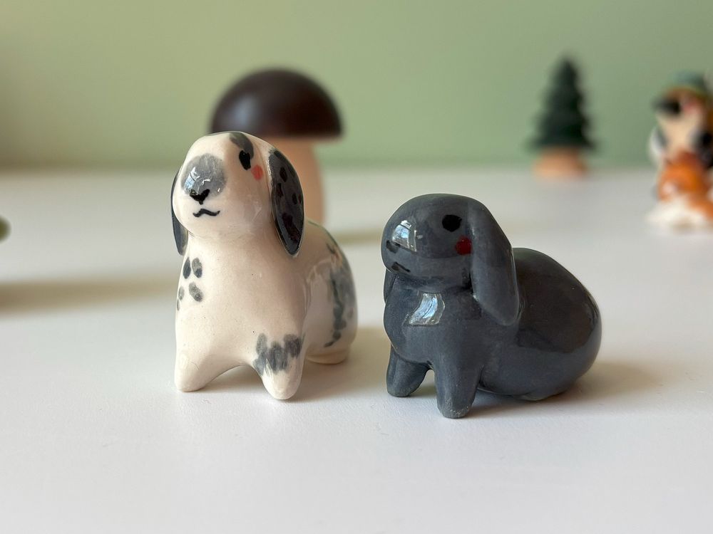 Two bunny figurines 