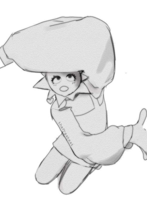 Welcome Home fanart: Sally Slarlet posing on her knees with her left arm crossing above her head and the other one across her torso.