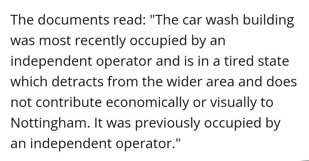A statement about building a new petrol station on the old car wash site.