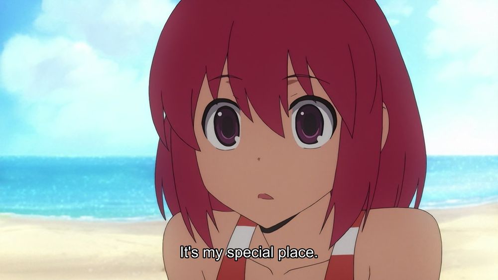 Minori's interest has been piqued as Ami continues about the cave: "It's my special place."