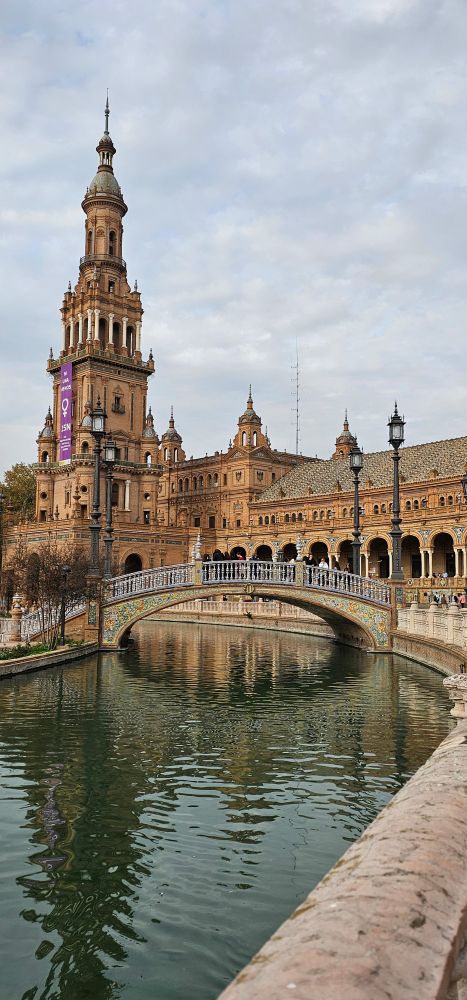 Plaza de Espana in Seville,  waterway, bridge