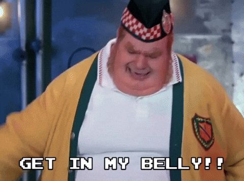 GIF: Fat Bastard from the Austin Powers franchise saying “get in my belly” because with the state of H5N1 in the USA and global attitudes to airbourne pandemics I am very keen for improved vaccines! 