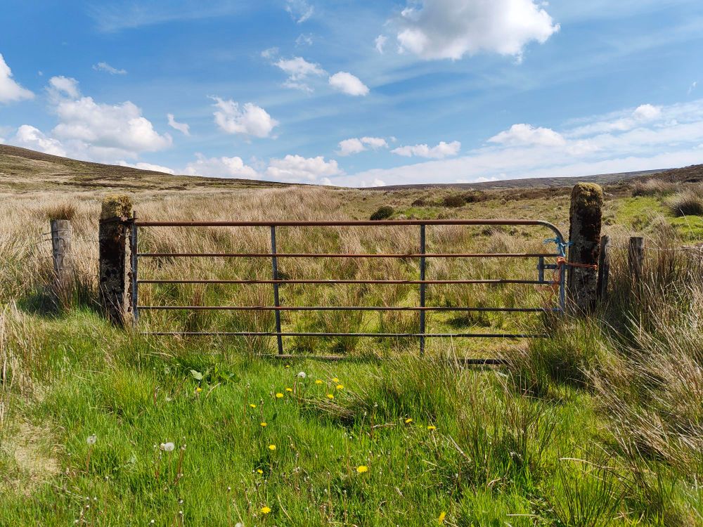 Gate post in the Sperrin Mountains, Northern Ireland 