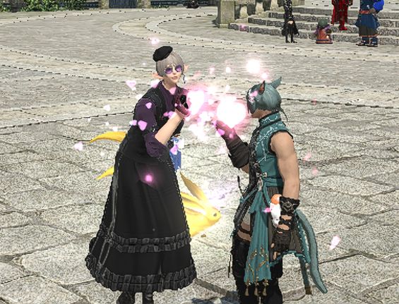 Sephine and Ark both dote on each other at the same time while topaz carbuncle is on the ground nonchalantly