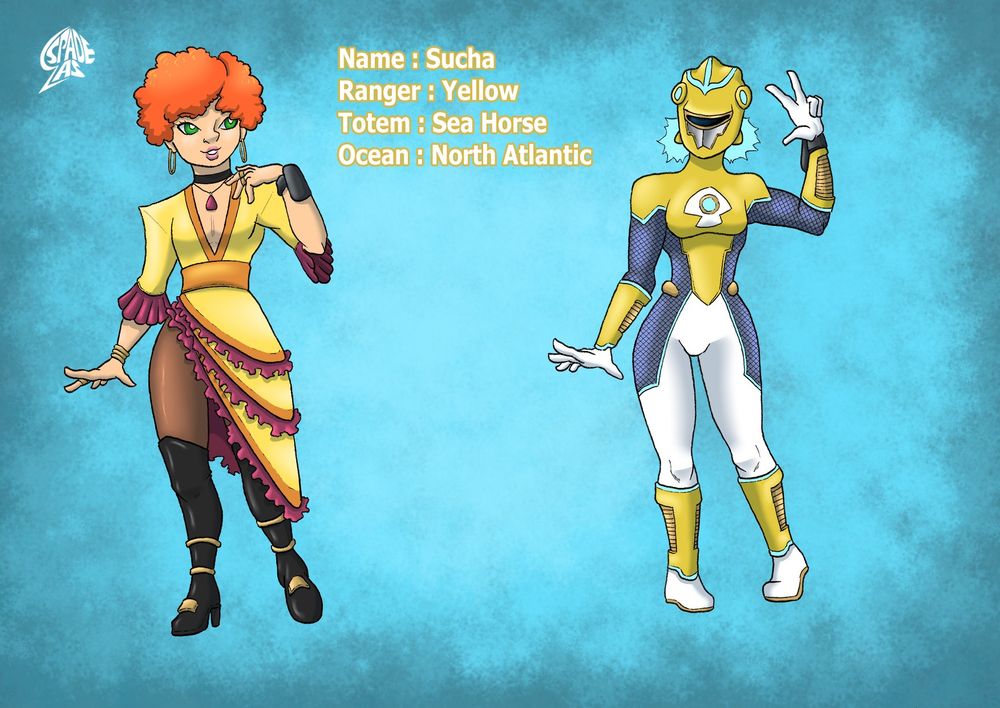 Sucha, the yellow ranger, inspired by european culture, they're fabulous and love to party.