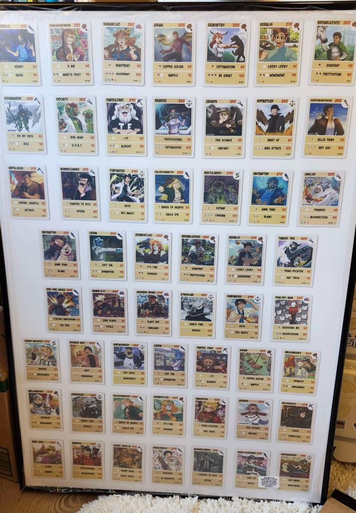 54 common hermitcraft tcg cards from all print editions framed