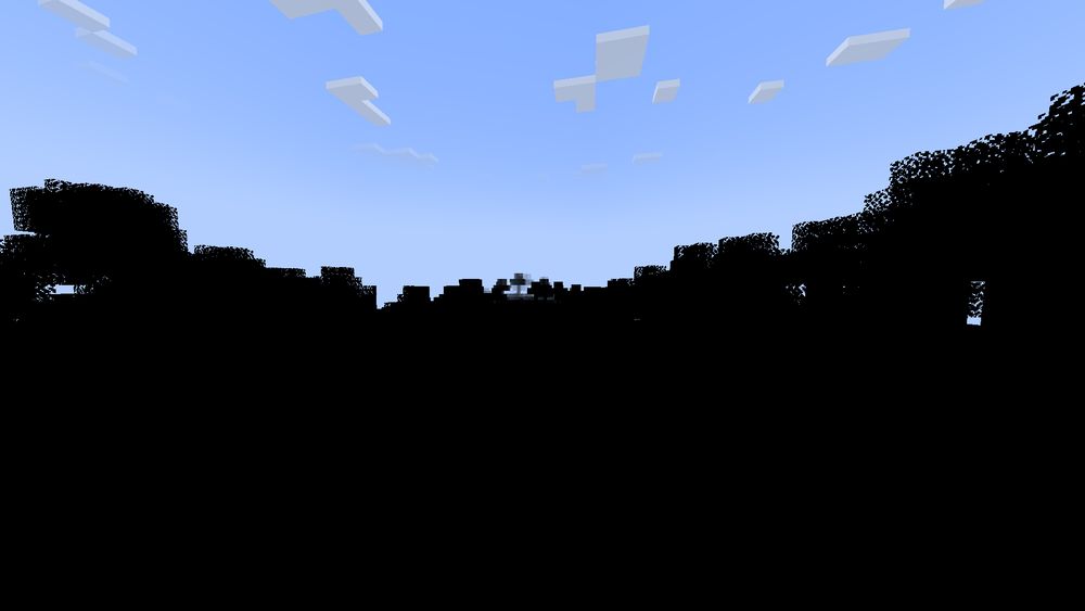 a minecraft screenshot but everything but the sky has turned black